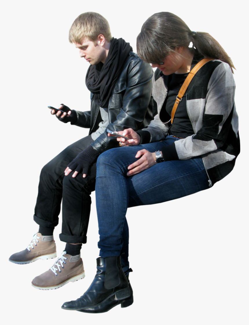 Sitting Cell Phone Png Image - People Sitting On Bench Png, Transparent Png, Free Download