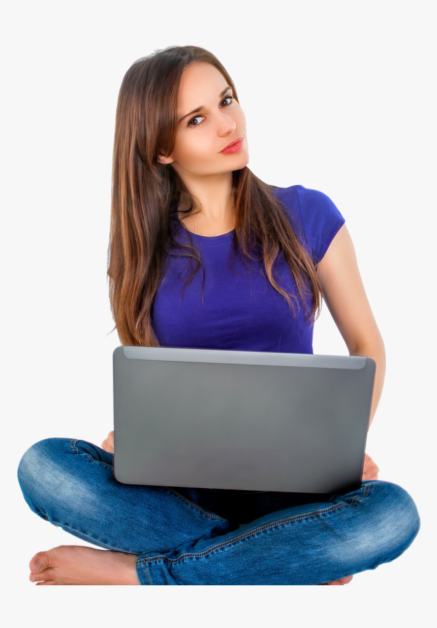 Girl With Laptop Png, Transparent Png, Free Download