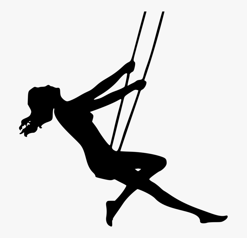 Silhouette,monochrome Photography,joint - Girl On Swing Silhouette, HD Png Download, Free Download