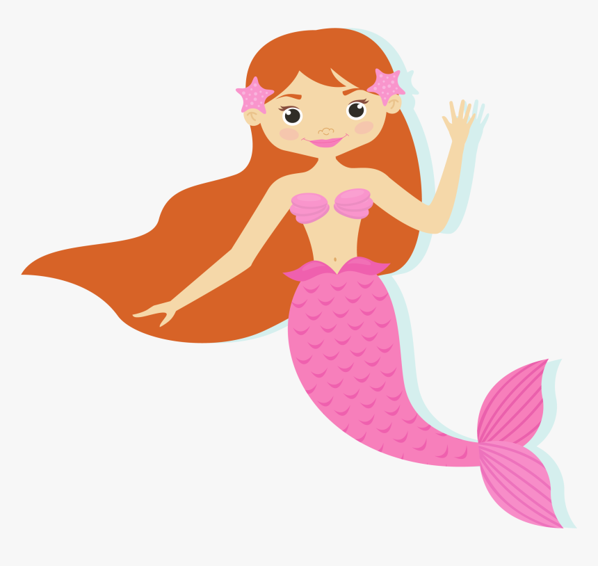 Mermaid Cartoon Illustration - Transparent Background Mermaid Cartoon Transparent, HD Png Download, Free Download