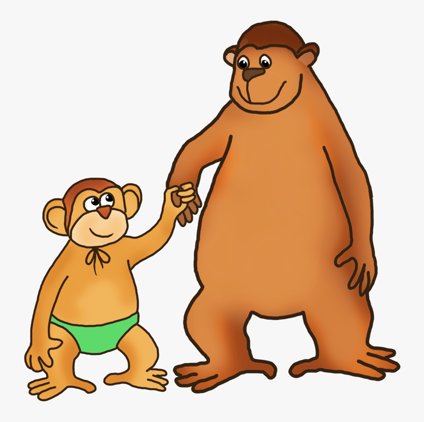 Png Royalty Free Library Ape Clipart Baby - Big And Small Monkey Cartoons, Transparent Png, Free Download