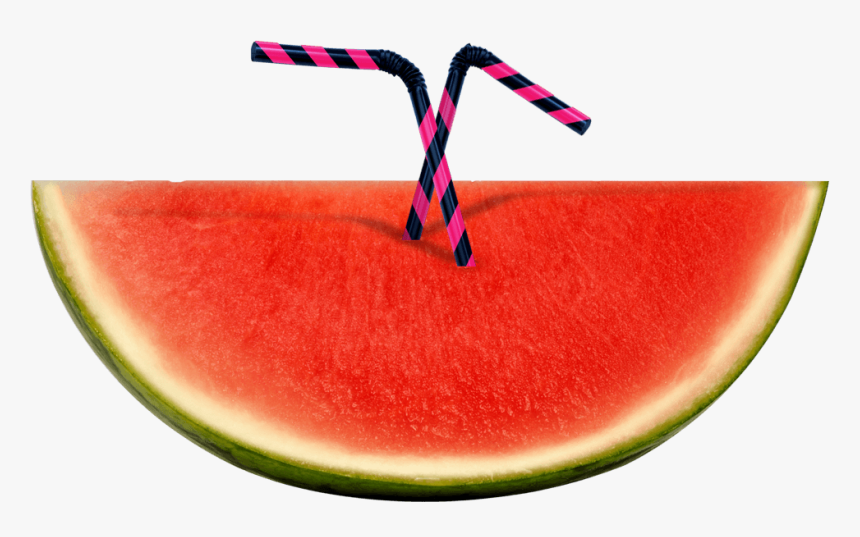 Watermelon With Straws - Watermelon Straw Png, Transparent Png, Free Download
