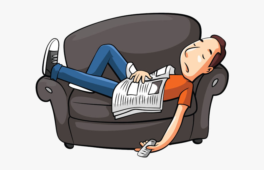 Couch Potato - Sleeping On Sofa Cartoon, HD Png Download, Free Download