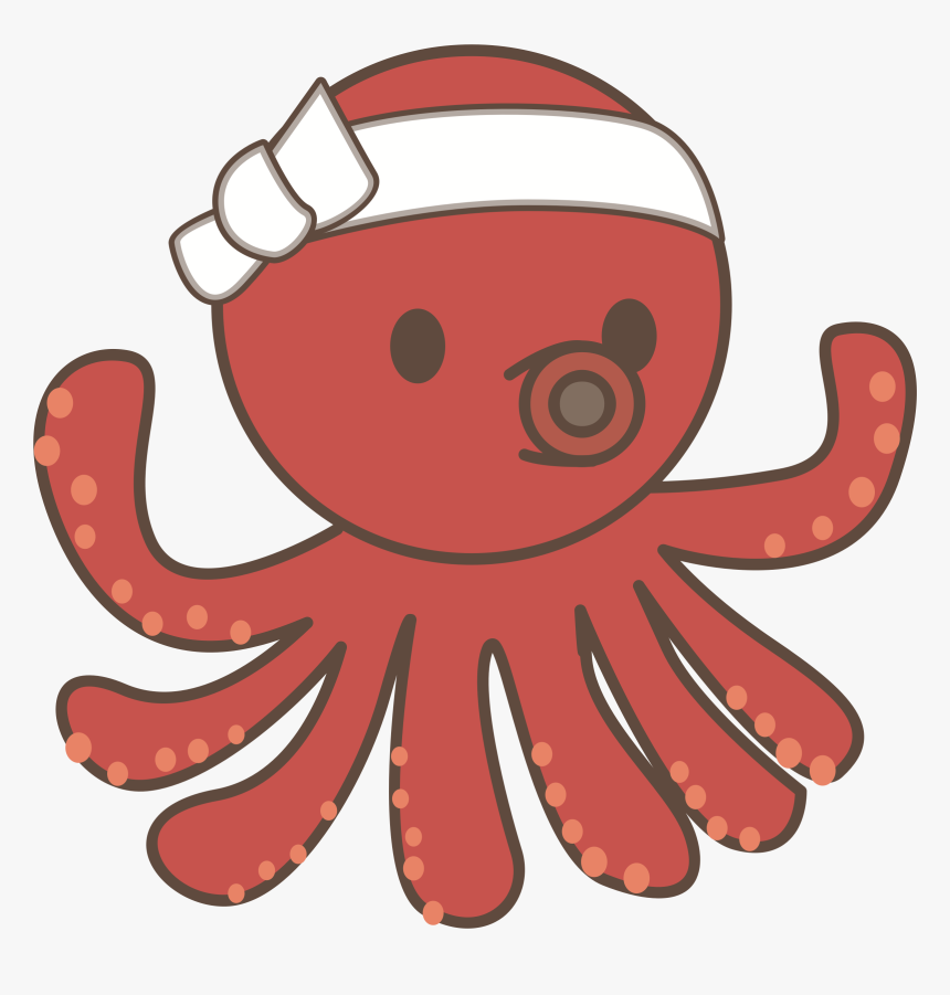 Octopus With Headband Clip Arts - Octopus Cartoon Png, Transparent Png, Free Download