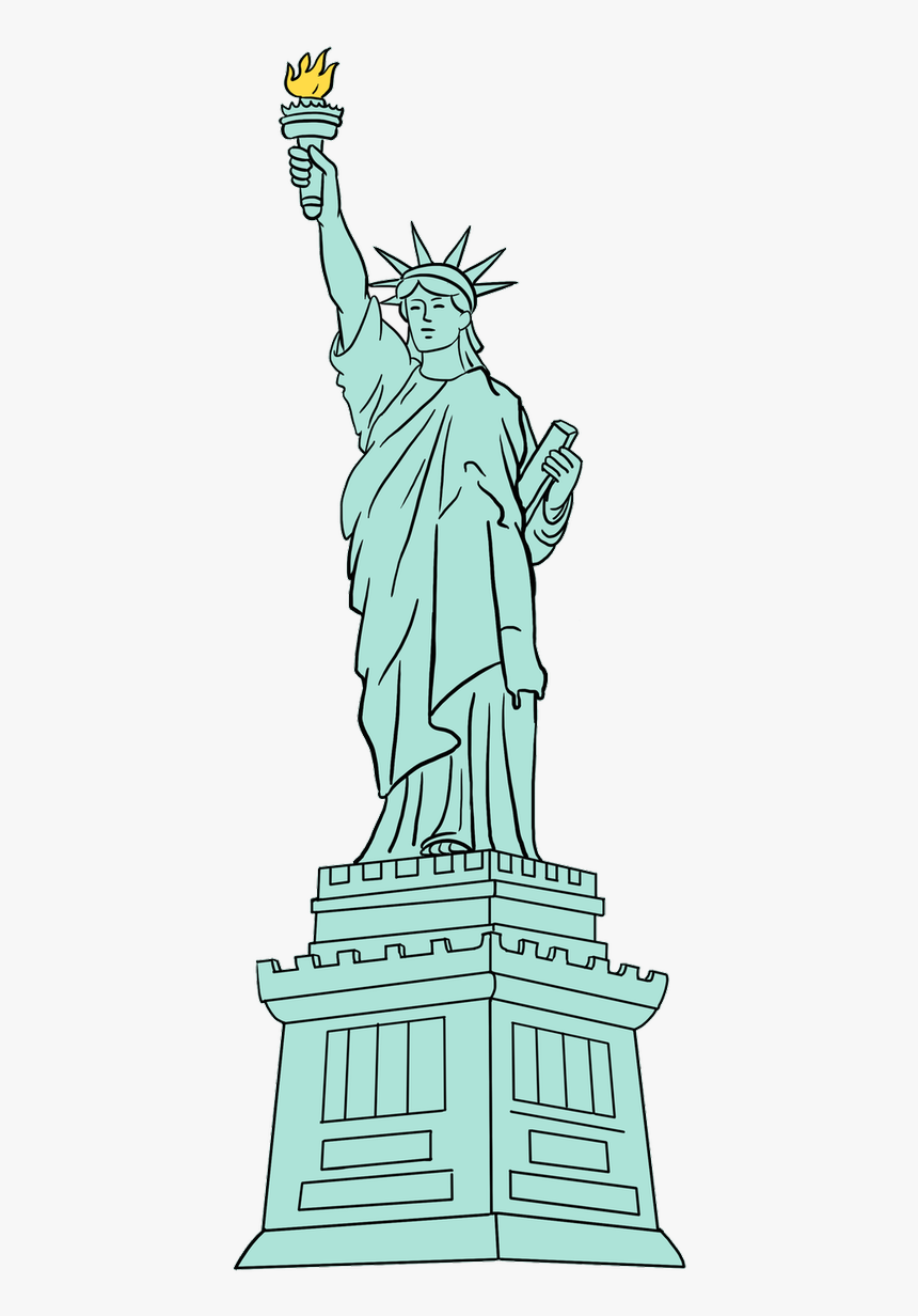 Drawn Statue Of Liberty Easy - Easy To Draw Monuments, HD Png Download, Free Download