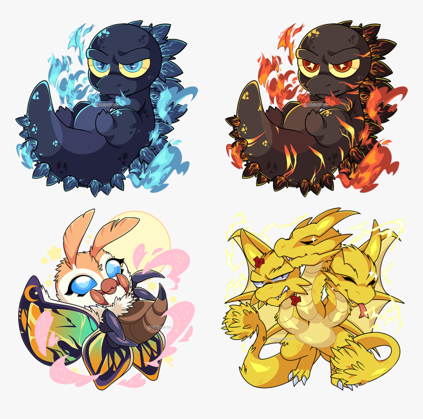 Godzilla King Of The Monsters Charms - Anime Godzilla X Mothra Love 2 2019 Deviantart, HD Png Download, Free Download