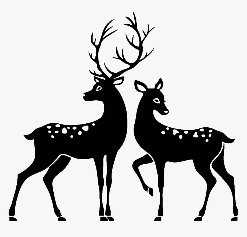 #deer #png #freetoedit #pretty #steffj #tattoo #stamp - Deer And Doe Silhouette, Transparent Png, Free Download