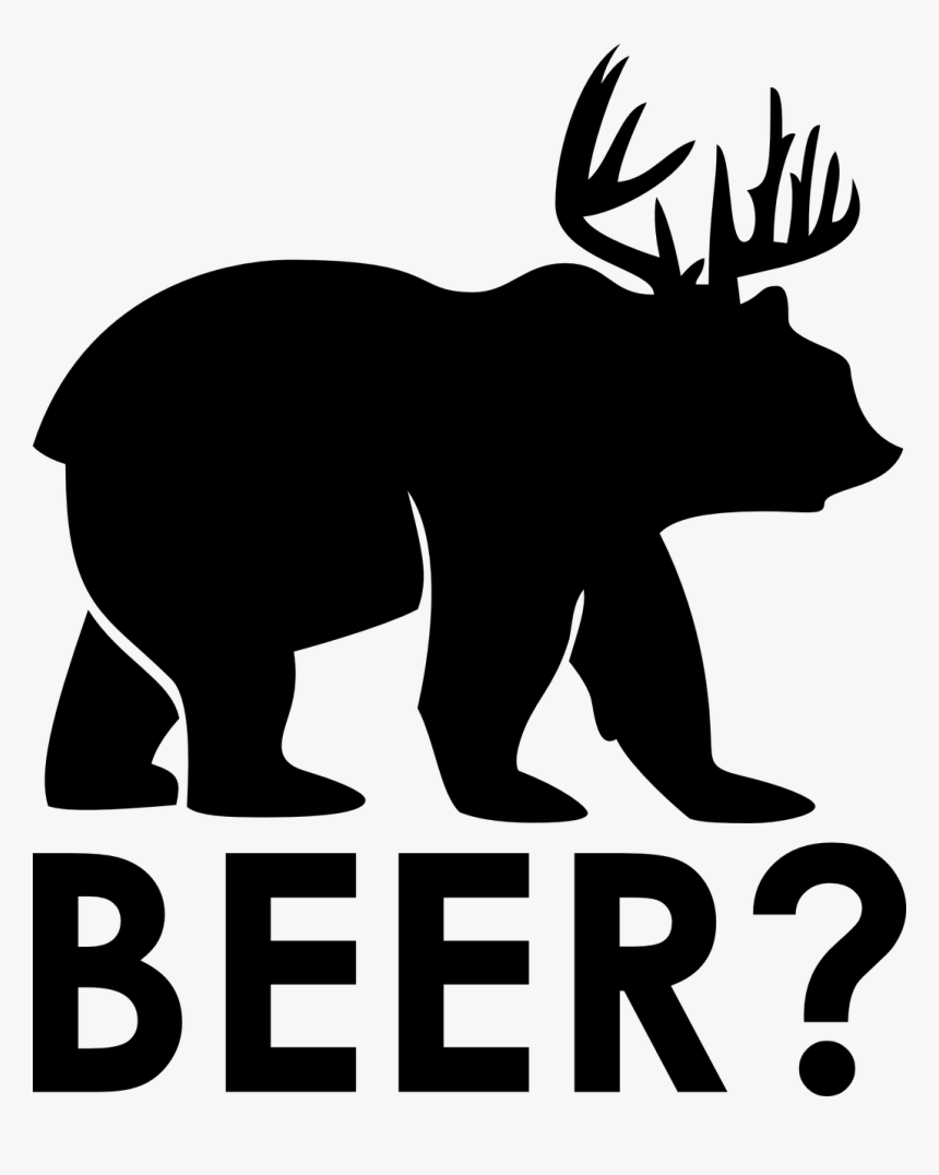 Bear Beer Moose Antler Funny - Bear With Antlers Beer, HD Png Download, Free Download