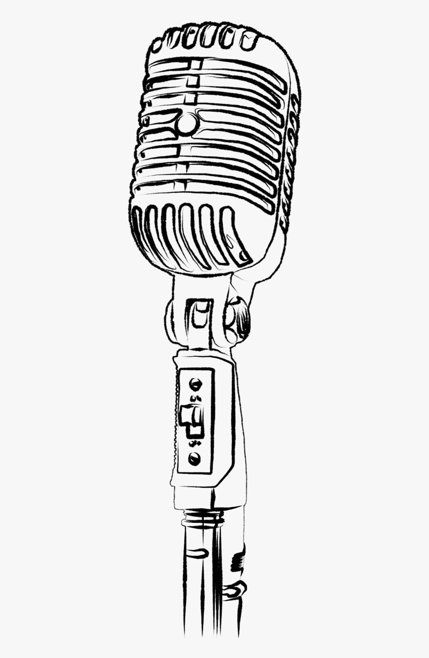 Microphone Clipart Tumblr Transparent - Microphone Drawing White Background, HD Png Download, Free Download