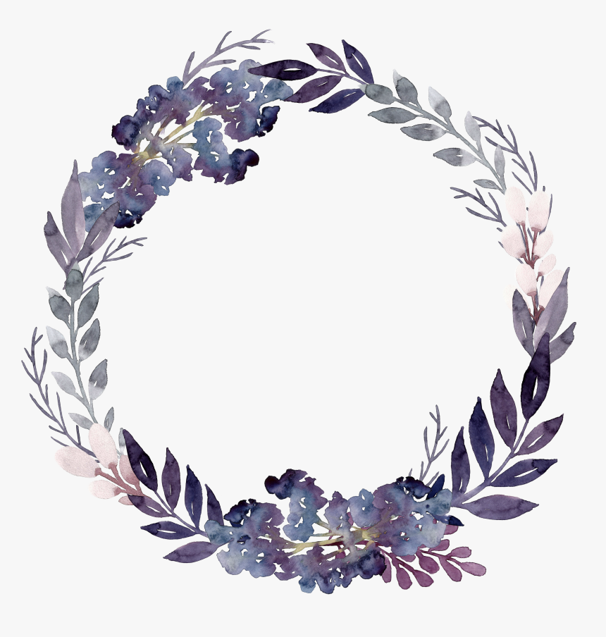 Flower Leaf Garland Purple Wreath Foliage Flowers Clipart - Purple Flower Wreath Transparent Background, HD Png Download, Free Download