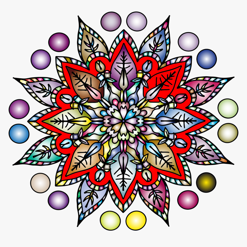 Hand Drawn Floral Line Art Ii Prismatic Clip Arts - Circle, HD Png Download, Free Download