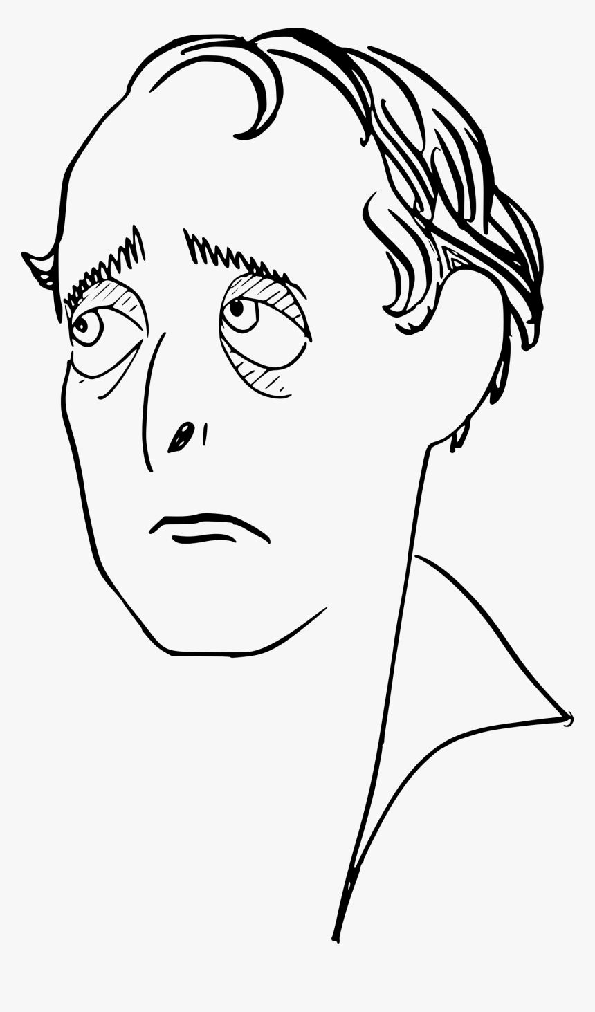 Sad Man"s Face Clip Arts - Line Drawing Of Man, HD Png Download, Free Download
