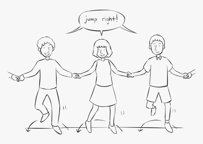 People Holding Hands In A Circle Jumping To Their Right - Jump In Jump Out Game Clipart, HD Png Download, Free Download