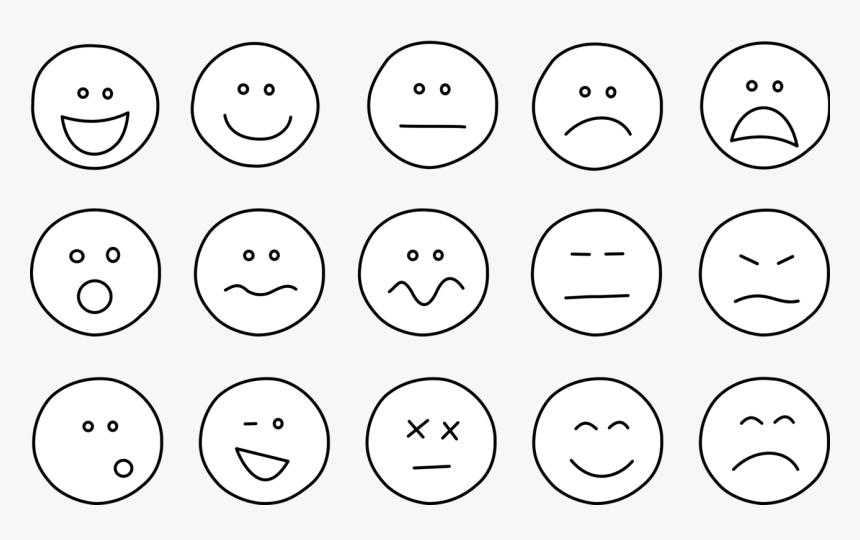 Free Clipart Emotions Faces Black And White, HD Png Download, Free Download