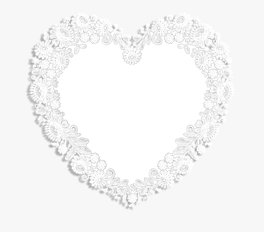 White Lace Heart Shape Frame Pink Background Black - Pink Lace Heart Frame, HD Png Download, Free Download