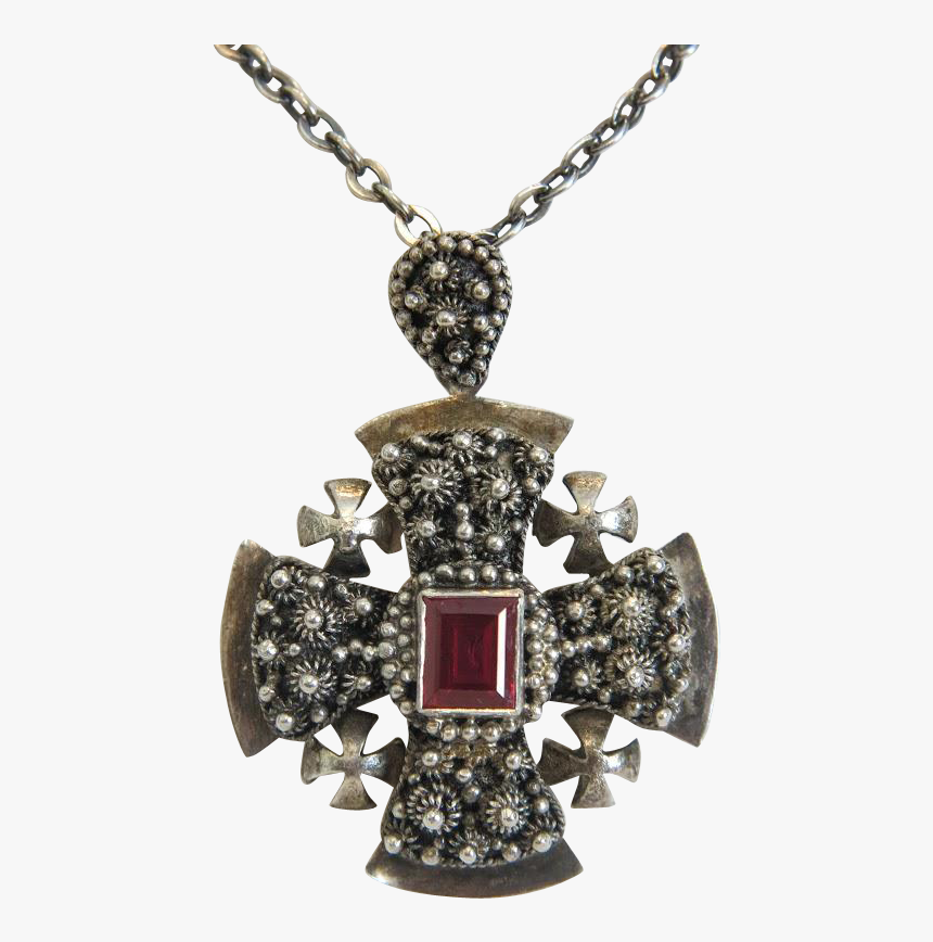 Victorian Sterling Jerusalem Cross Pendant, 19th Century - Locket, HD Png Download, Free Download