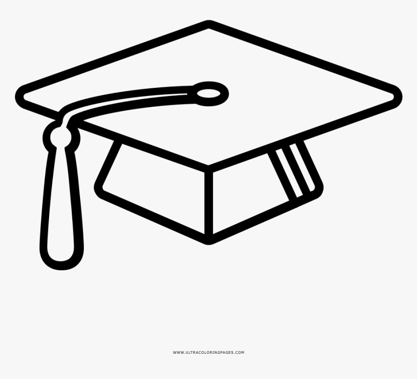 Mortar Board Coloring Page - Line Art, HD Png Download - kindpng.