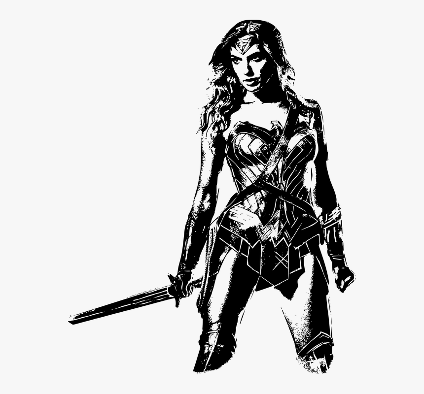 Xd - Wonder Woman Black And White, HD Png Download, Free Download
