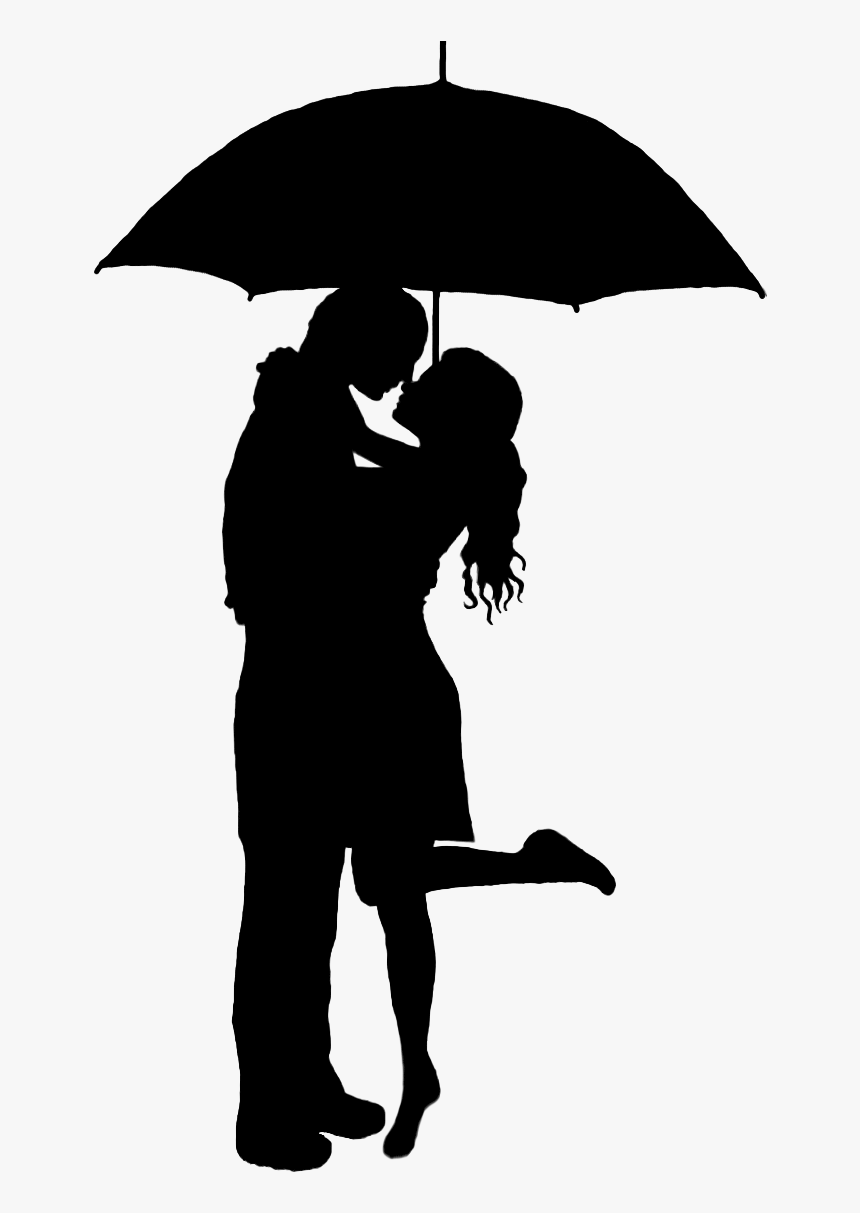 Woman Walking Silhouette Png - Umbrella Silhouette Couple Kiss, Transparent Png, Free Download