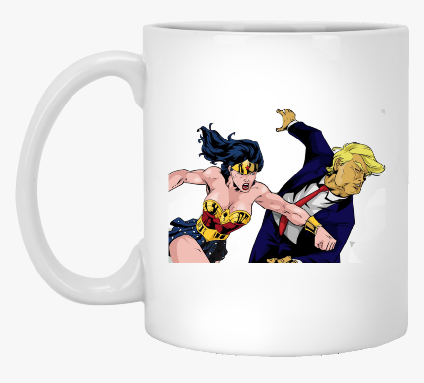 Wonder Woman Punching Trump Mug, Funny Mug - Wonder Woman Punching Donald Trump, HD Png Download, Free Download