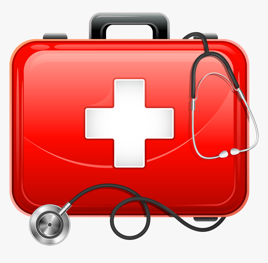 Medical Bag And Stethoscope Png Clipart - Clip Art First Aid Kit, Transparent Png, Free Download