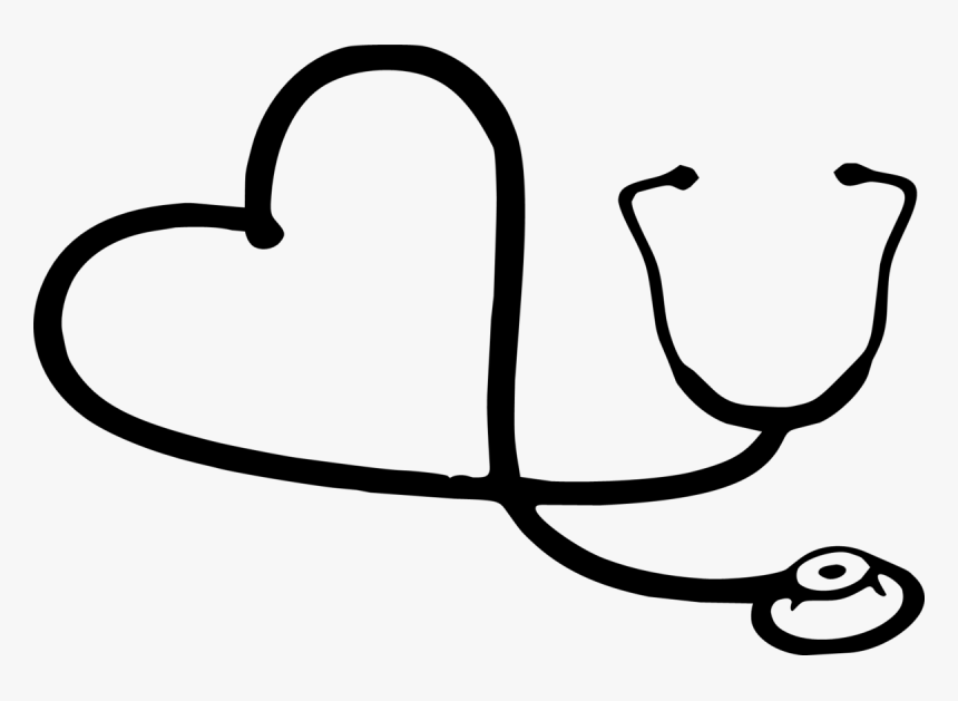 Stethoscope Black And White - Black Stethoscope Heart Clipart, HD Png Download, Free Download