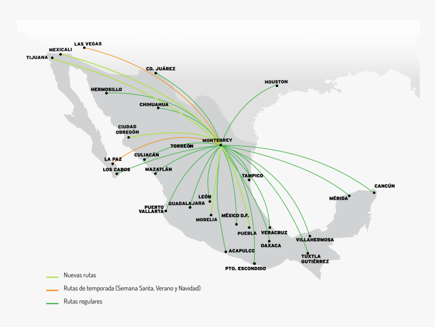 Transparent Mapa De Mexico Png - Mapa De Vuelos En Mexico, Png Download, Free Download