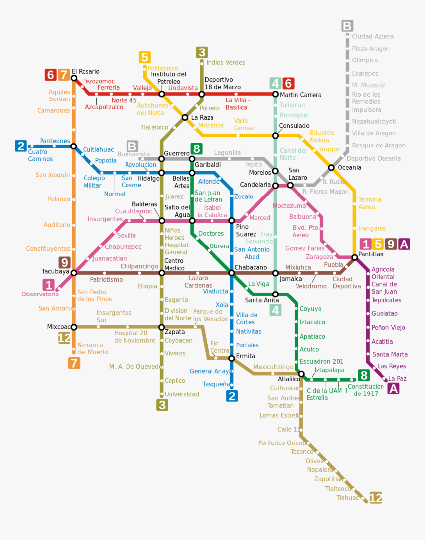 Metro Map Of Mexico City Full Resolution - Turibus Mexico City Stops, HD Png Download, Free Download