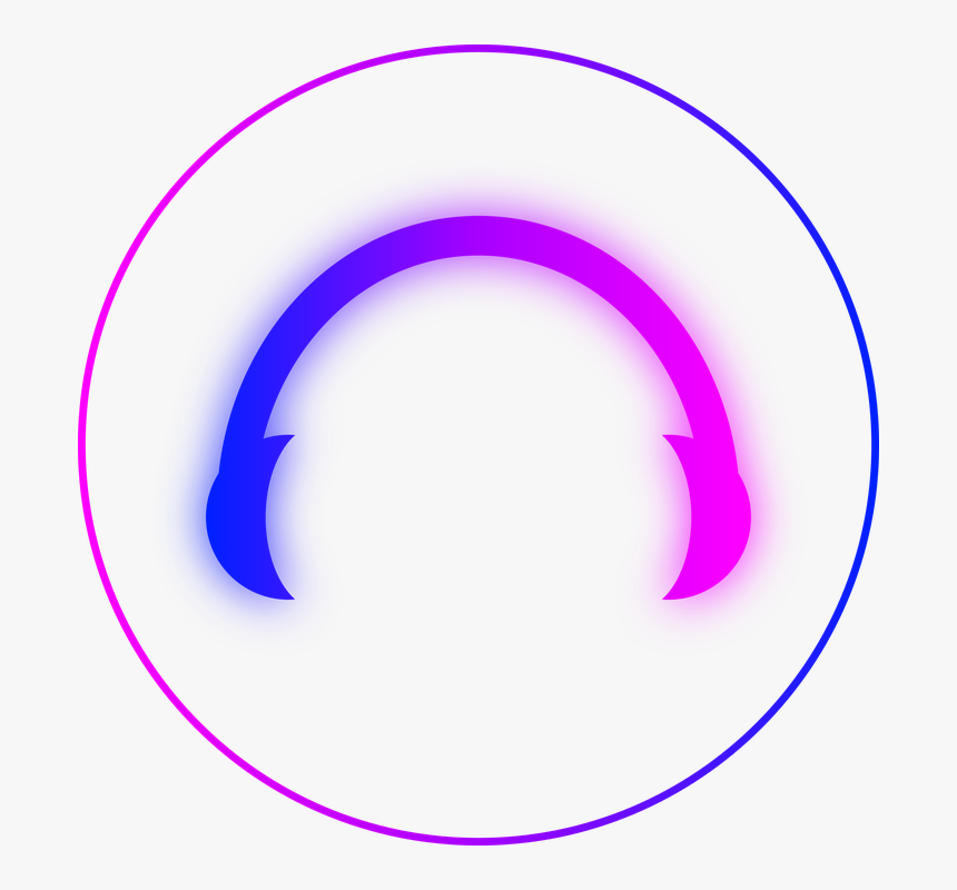 Headphones, Graphic, Blue, Pink, Effect, Shining - Circle, HD Png Download, Free Download