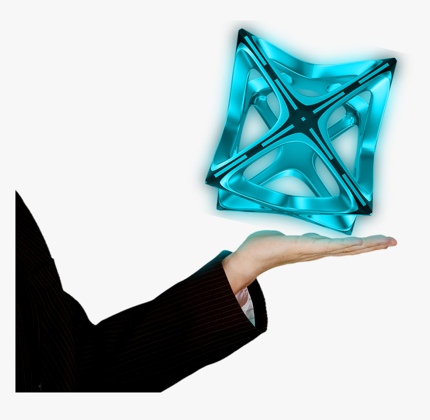 Hologram, Hand, Shining, 3d, Cube, Finger, Touch - Hologramme 3d, HD Png Download, Free Download