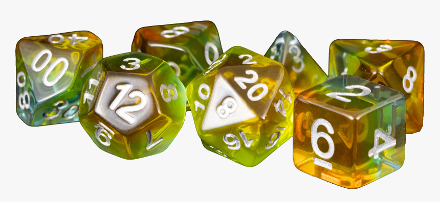 Mdg Resin 7 Die Set Yellow Aurora - D&d Dice Transparent Background, HD Png Download, Free Download