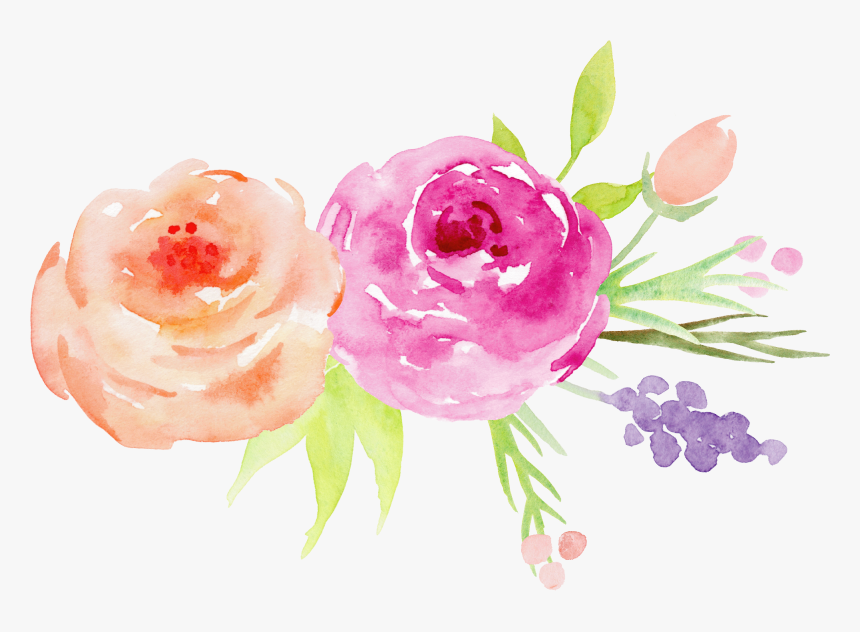 Decorative Flower Garden Watercolor Roses Elements - Watercolor Paint Flower Png, Transparent Png, Free Download