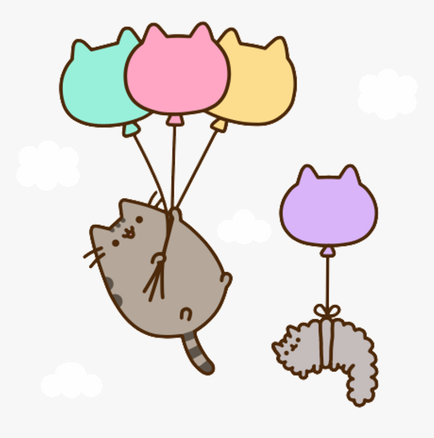 Pusheen Cat Aesthetic Kawaii Anime Art Sticker Manga - Pusheen Balloons Png, Transparent Png, Free Download