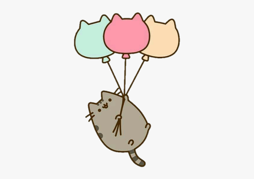 Clipart Balloon Cat - Pusheen Cat With Balloons, HD Png Download, Free Download