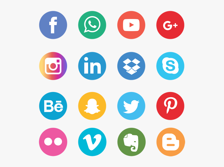 Social Media Icons Set Network Background Smiley Face - Vector Social Media Icons Png, Transparent Png, Free Download