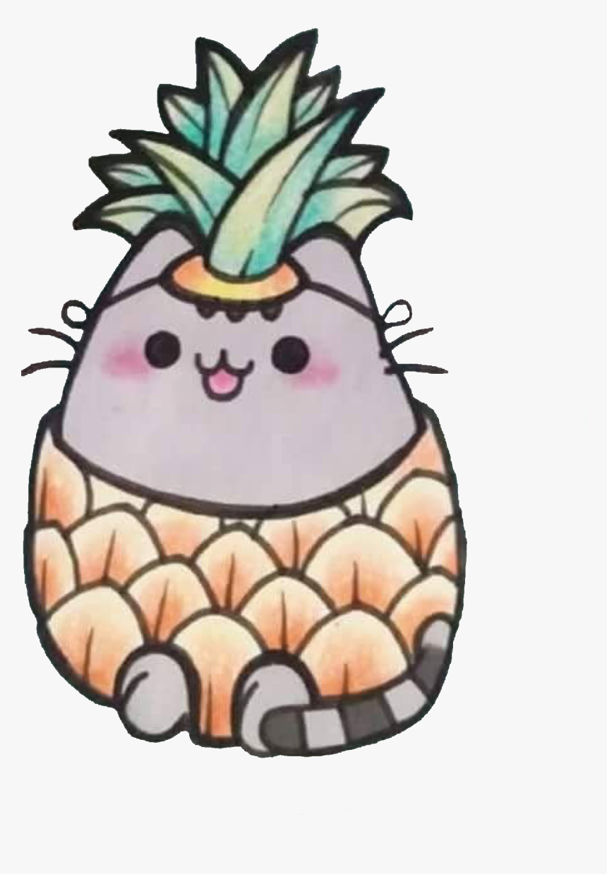 Transparent Pusheen Clipart - Transparent Background Pineapple Kawaii, HD Png Download, Free Download