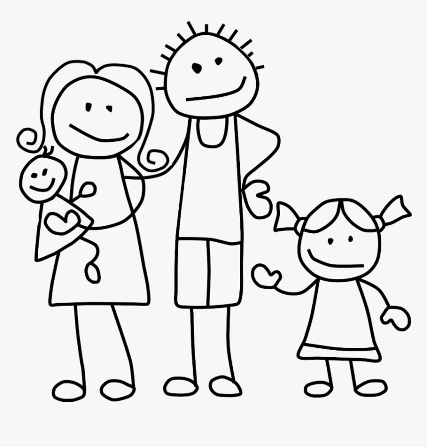 Family Clip Art Black And White - Transparent Stick Figure Family, HD Png Download, Free Download