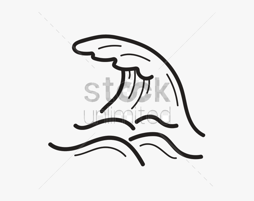 Wave Wind Clipart Clip Art Illustration Font Ocean - Wave Outline Black And White, HD Png Download, Free Download