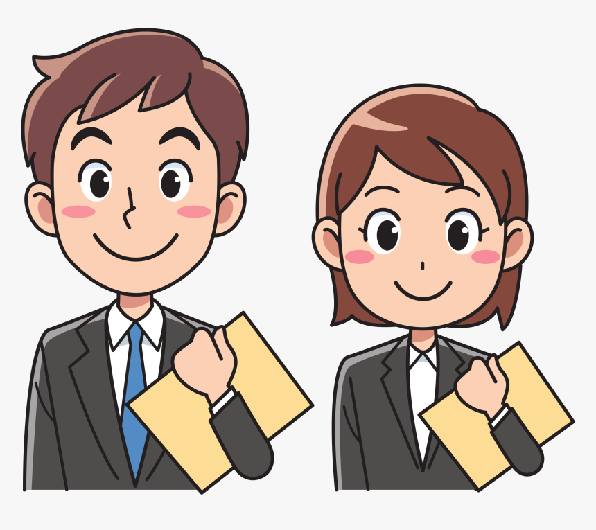 Business Man And Woman With Documents Clip Arts - Man And Woman Cartoon, HD Png Download, Free Download