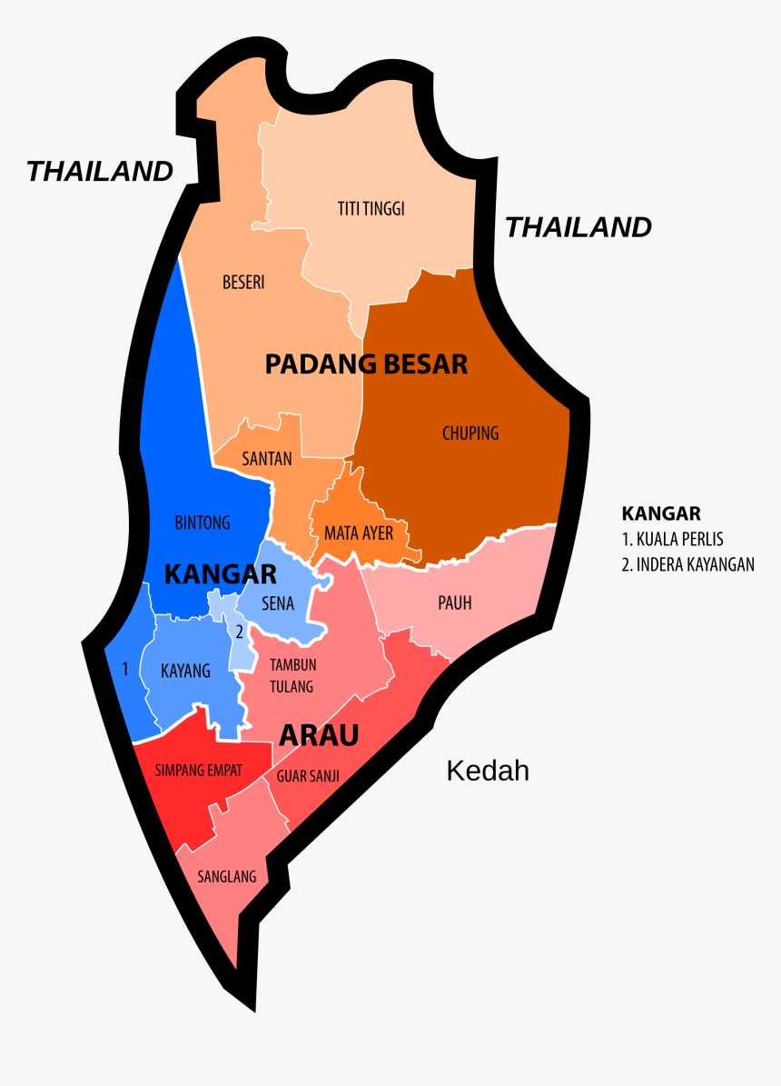 Perlis New Electoral Map Clip Arts - Perlis Map Png, Transparent Png, Free Download