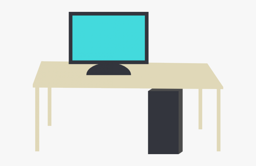 Desk Clipart Small Desk - Computer On Desk Clipart, HD Png Download, Free Download
