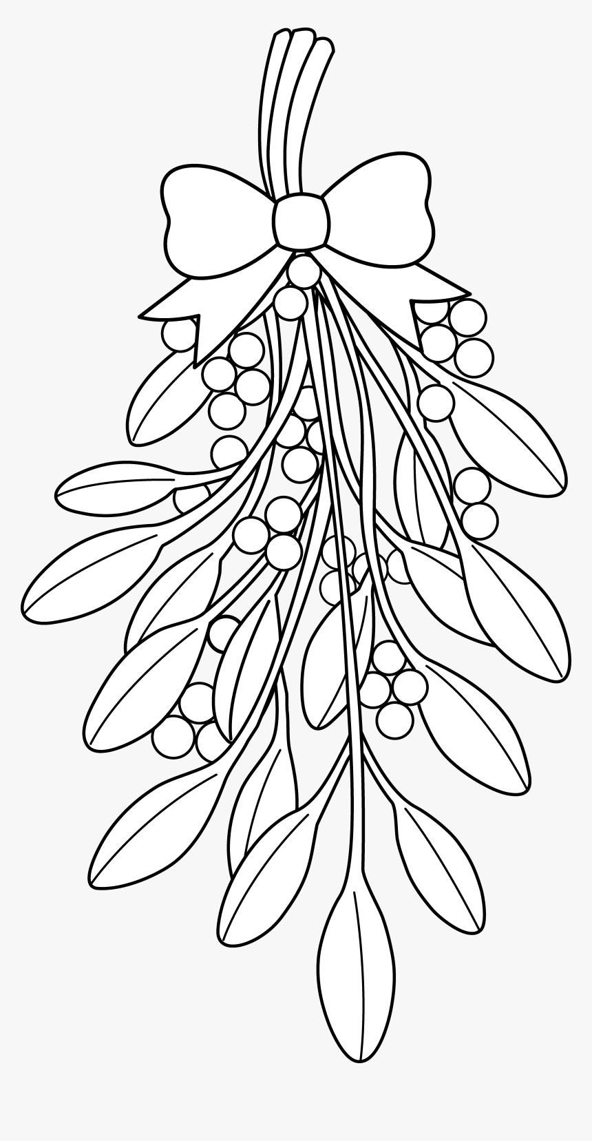 Mistletoe Clipart Sketches - Christmas Mistletoe Coloring Pages, HD Png Download, Free Download