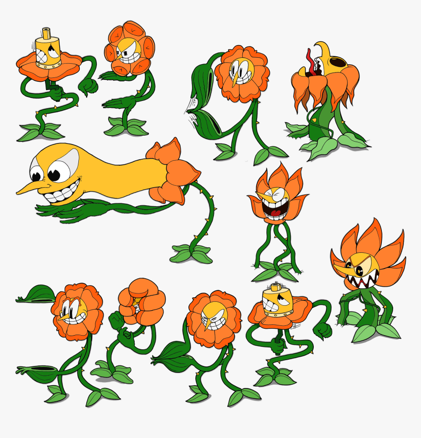 Sheet Of Cagney Carnation - Cagney Carnation From Cuphead, HD Png Download, Free Download