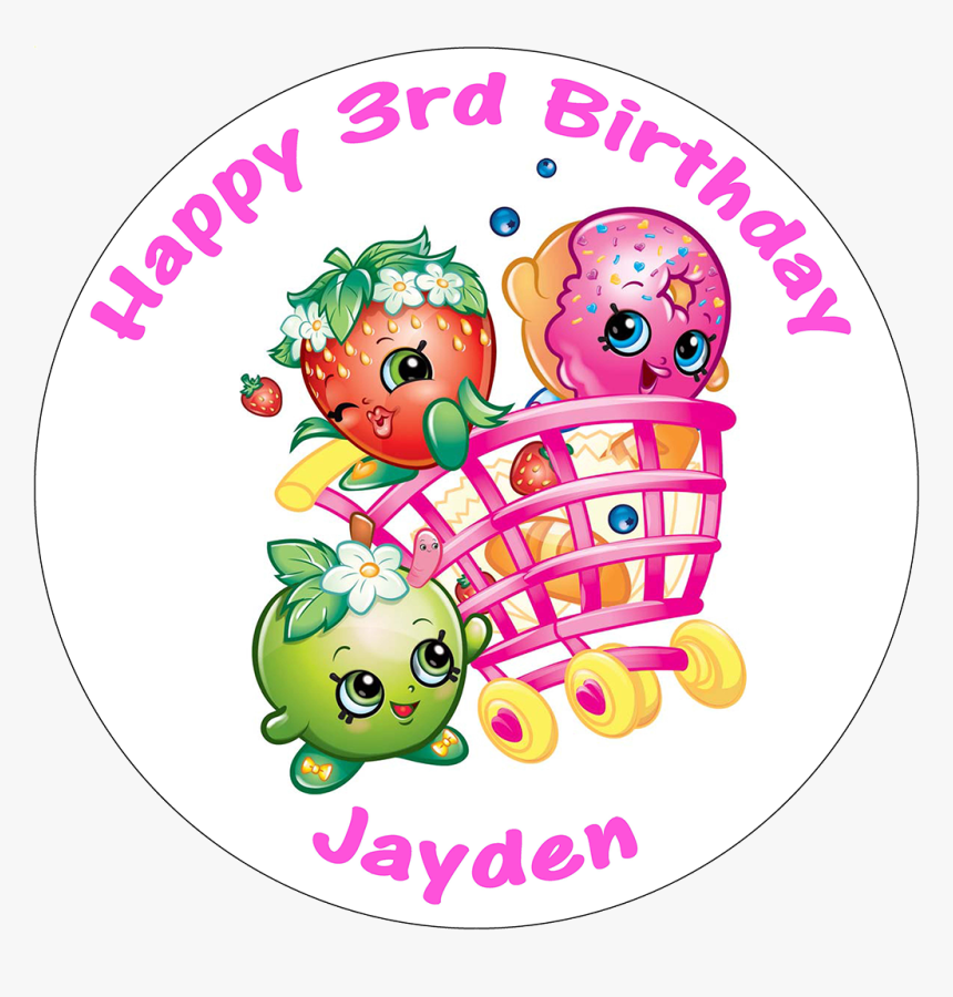 Shopkins Edible Personalised Round Birthday Cake Topper - Shopkins Round Images For Download, HD Png Download, Free Download