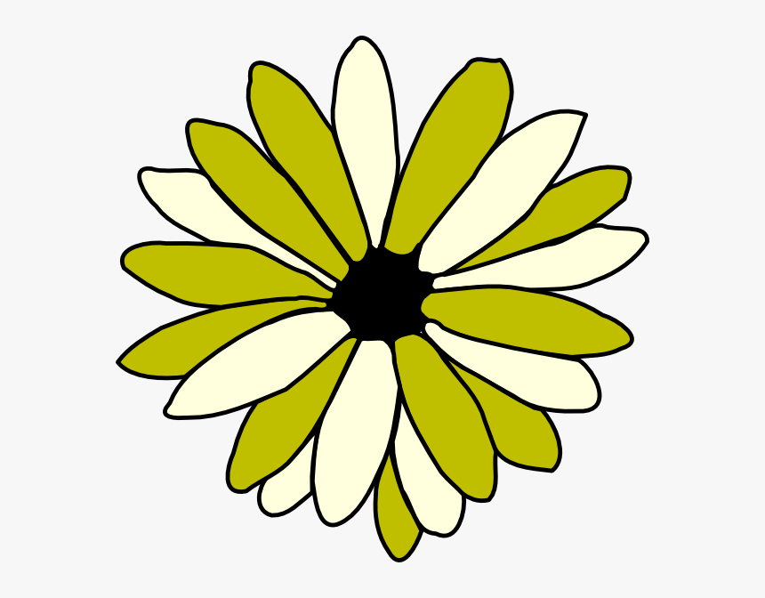Green And Ivory Daisy Clipart - Daisy Flower Black And White Clipart, HD Png Download, Free Download