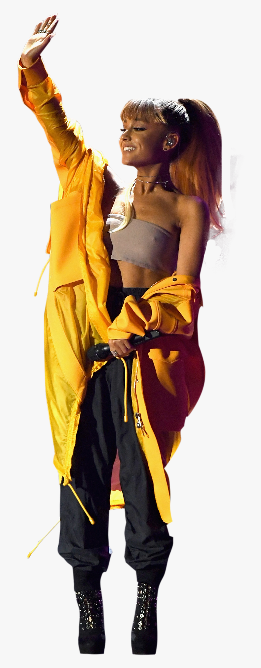 Ariana Grande In Yellow Dress On Stage - Fun, HD Png Download, Free Download