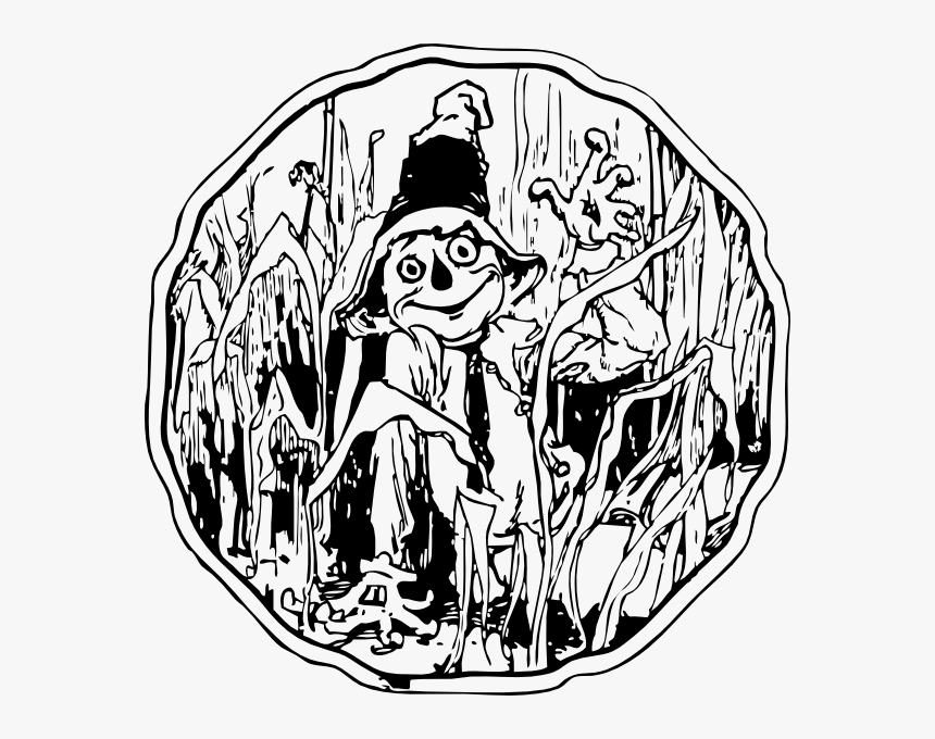 Scarecrow In The Corn Svg Clip Arts - Scarecrow Of Oz Black And White, HD Png Download, Free Download