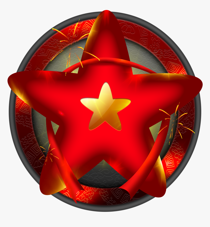 Pentagram Red Pointed Star Streamer Chinese Style Png - Emblem, Transparent Png, Free Download