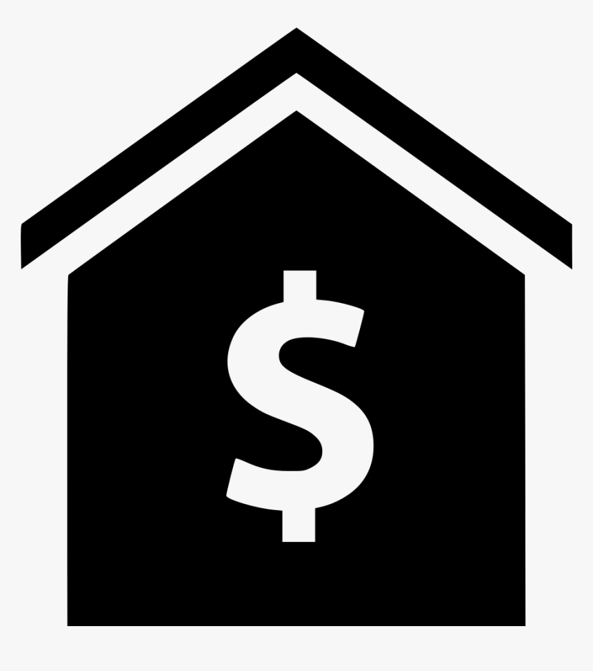 Real Estate Home Dollar Sign Pay Comments - Black-and-white, HD Png Download, Free Download