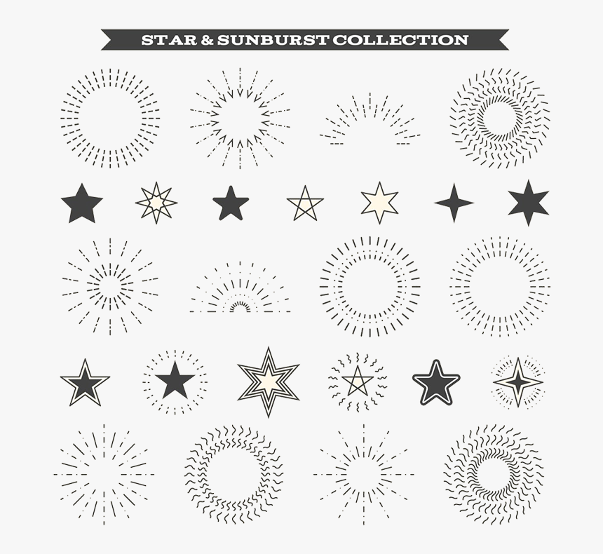 Sunburst Black And White Clip Art - Sort And Classify Objects By Color, HD Png Download, Free Download